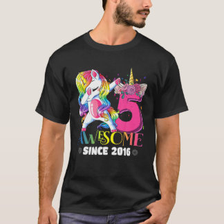 Camiseta Incrível Desde 2017 Dabbing Unicorn 5 Birthday Gi