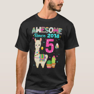 Camiseta Incrível Desde 2018, Llama Sloth 5 no Aniversário