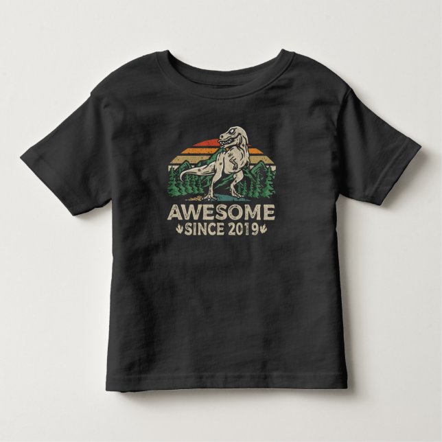 Camiseta Incrível Desde 2019 Dinossauro 5 Anos 5 Aniversári (Frente)
