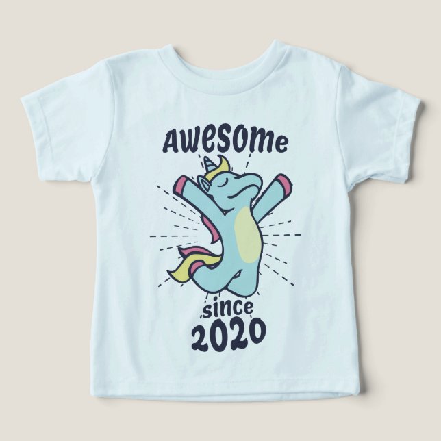 Camiseta Incrível desde 2020 - Aniversário de criança Unico (Design frontal)