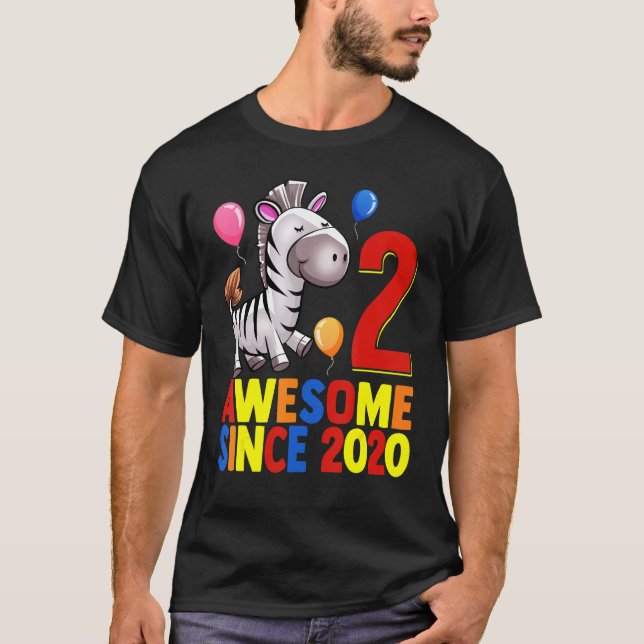 Camiseta Incrível Desde 2020 Zebra Colorida segundo anivers (Frente)