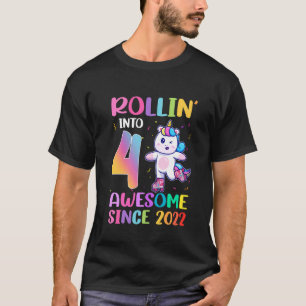 Camiseta Incrível Desde 2022 4º Aniversário Patins Unico