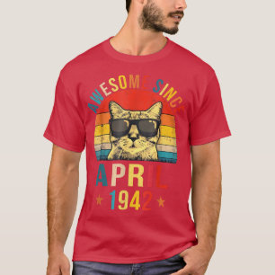 Camiseta Incrível Desde abril de 1942, 80 Birthday Gift Cat