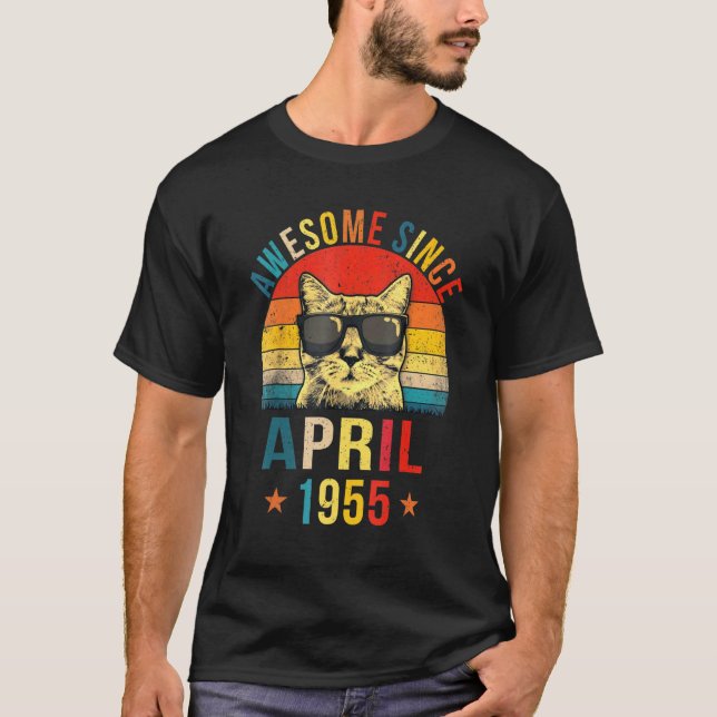 Camiseta Incrível desde abril de 1955, 67º Aniversário Cat (Frente)