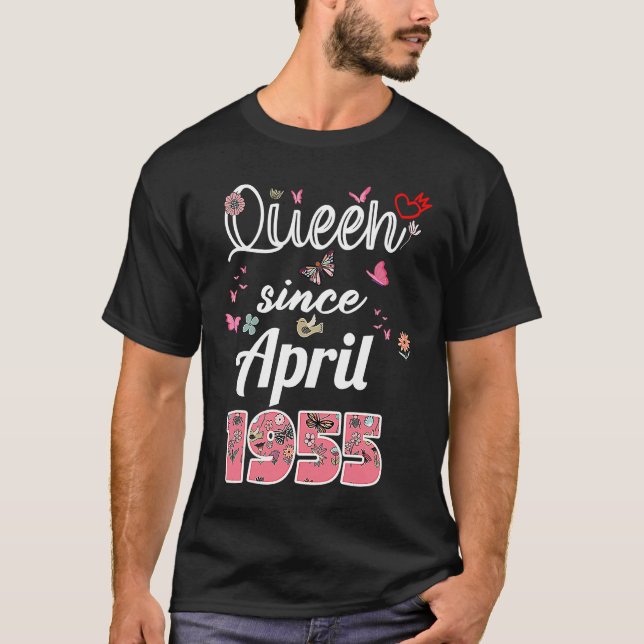 Camiseta Incrível desde abril de 1955 flores 1955 April Bir (Frente)