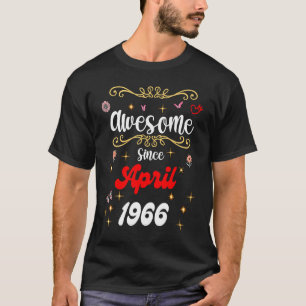 Camiseta Incrível desde abril de 1966 Aniversário Flores e