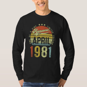 Camiseta Incrível Desde Abril De 1981 Vintage 41º Aniversár