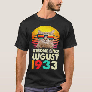 Camiseta Incrível Desde agosto de 1933, 90 Birthday Cat