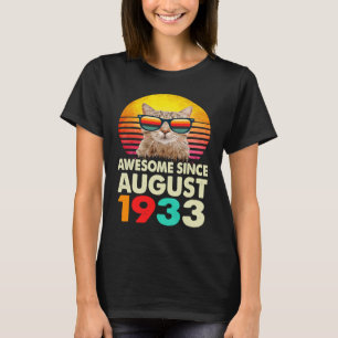 Camiseta Incrível Desde agosto de 1933, 90 Birthday Cat