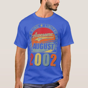 Camiseta Incrível Desde Agosto De 20 Anos De 20 Birthd