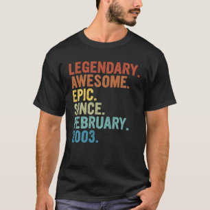 Camiseta Incrível Desde Fevereiro De 2003 20 Birthday Class