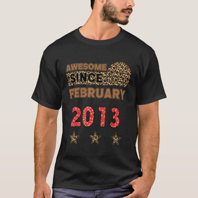 Camiseta Incrível desde fevereiro de 2013 Impressão Leopard (Frente)