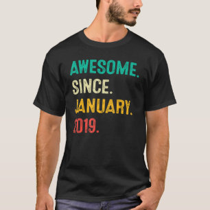 Camiseta Incrível Desde Janeiro 2019 4º Aniversário 4 Anos