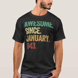 Camiseta Incrível Desde Janeiro De 1943, 80 Birthday Oferec