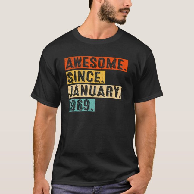Camiseta Incrível desde Janeiro de 1969 54º aniversário Ret (Frente)