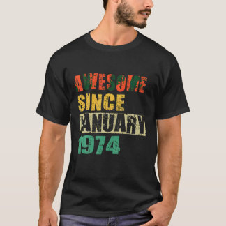 Camiseta Incrível desde Janeiro de 1974 50 anos 50 anos