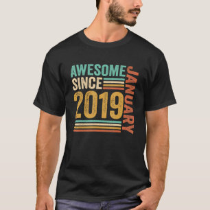 Camiseta Incrível desde janeiro de 2019 4º aniversário 4 an