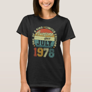 Camiseta Incrível Desde Julho De 1978 44 Birthday, 44 Anos