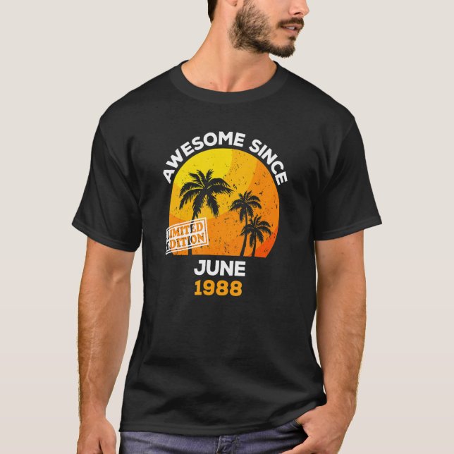 Camiseta Incrível desde junho de 1988 Retro Men & Women Awt (Frente)