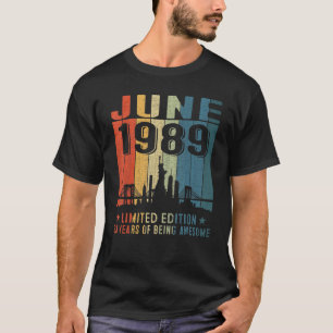 Camiseta Incrível Desde junho de 1989 33º Aniversário do Re