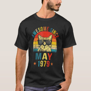 Camiseta Incrível Desde Maio de 1979 43º Aniversário  Gato