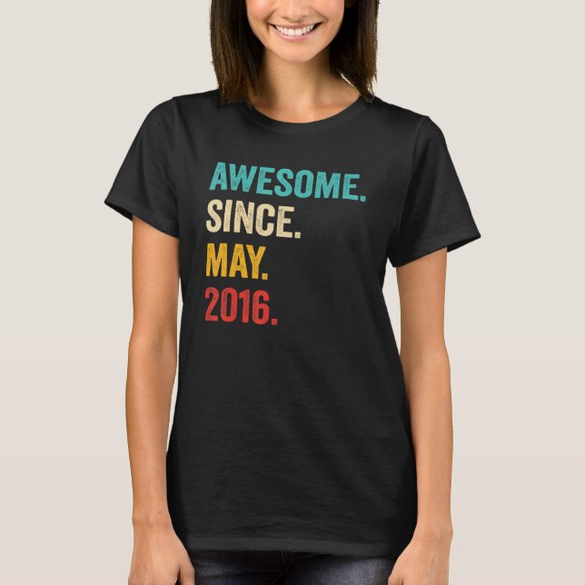 Camiseta Incrível Desde Maio De 2016, 7 Birthday, Presente  (Frente)