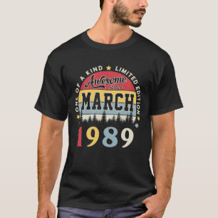 Camiseta Incrível Desde Março De 1989 Vintage Retro Birthda