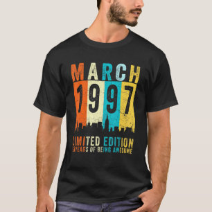 Camiseta Incrível Desde Março De 1997, 25 Birthday Vintage
