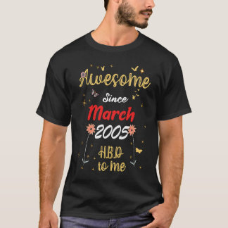 Camiseta Incrível Desde Março De 2005 Aniversário Flores De