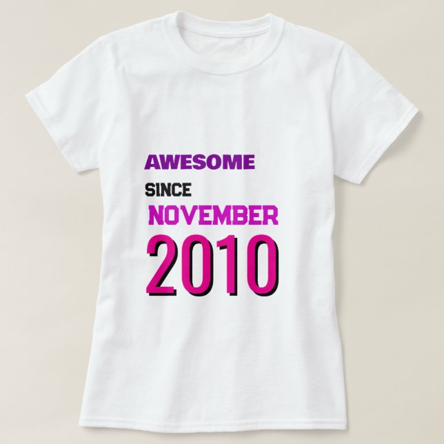 Camiseta Incrível Desde Novembro [Ano] (Frente do Design)