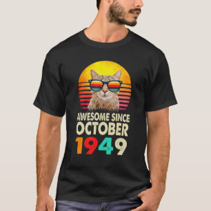 Camiseta Incrível Desde outubro de 1949 73rd Birthday Cat V