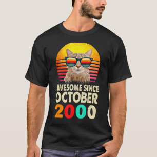 Camiseta Incrível Desde outubro de 2000 22º Aniversário Cat