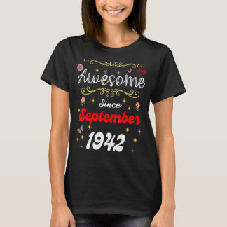 Camiseta Incrível Desde Setembro De 1942 Flores De Aniversá