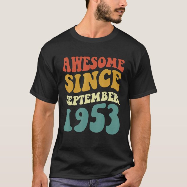 Camiseta Incrível Desde Setembro De 1953 Retro Groovy 69 An (Frente)