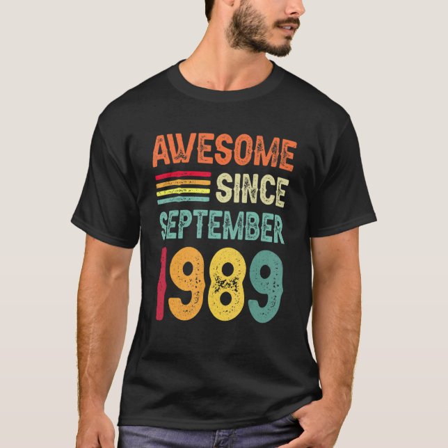 Camiseta Incrível Desde setembro de 1989 33º Aniversário 33 (Frente)