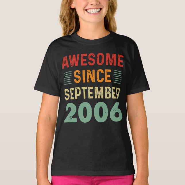 Camiseta Incrível desde setembro de 2006 Vintage Birthday (Frente)