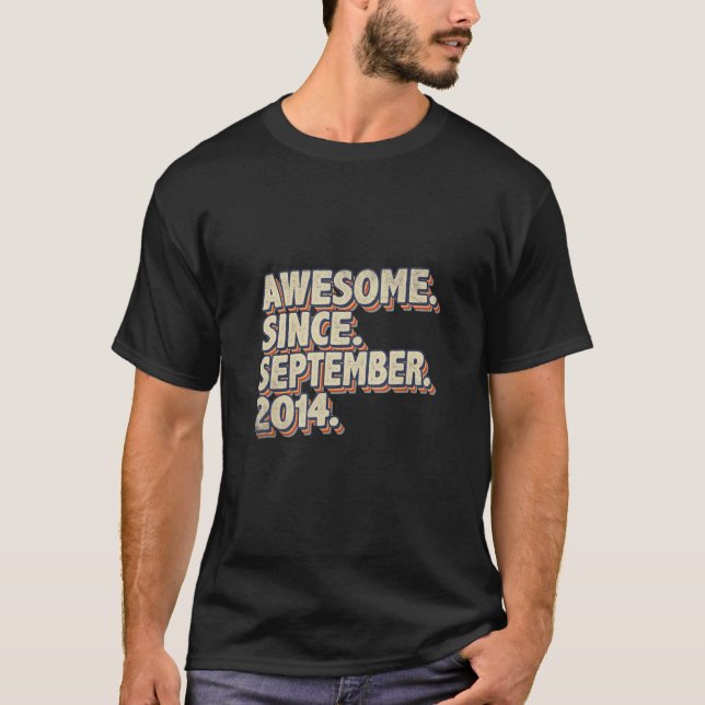 Camiseta Incrível desde setembro de 2014 Retro 8º aniversár (Frente)