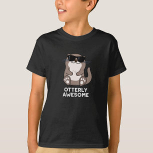 Camiseta Incrível e Engraçado, Animal Otter Pun Dark BG