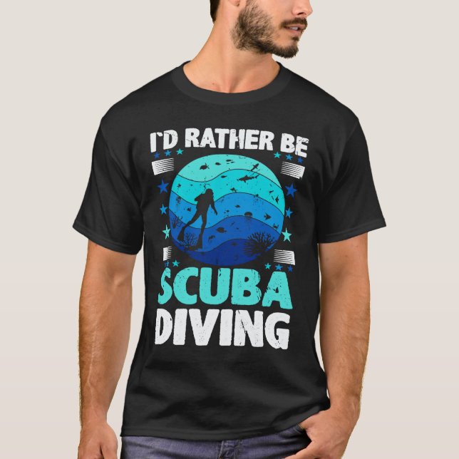 Camiseta Incrível Eu Preferiria Estar Mergulhando Eu Mergul (Frente)