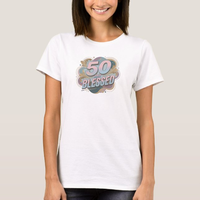 Camiseta Incrível expressão artística 2D 50 E ABENÇOADO (Frente)