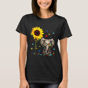 Camiseta Incrível Fé Sunflower Elephm Autism Suppor Awa