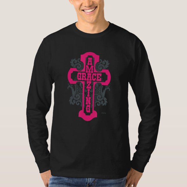 Camiseta Incrível Grace Celtic Cross Christian Faith Bíblia (Frente)