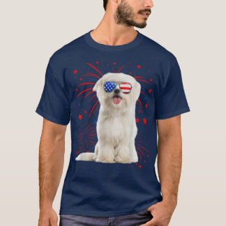 Camiseta Incrível Maltês Cão Americano Bandeira 4 De Julho