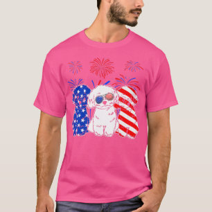 Camiseta Incrível Maltês Cão Americano Bandeira 4 De Julho