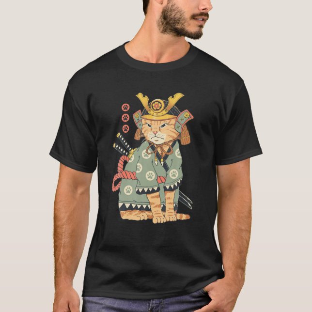 Camiseta Incrível Neko Samurai Cat Japão (Frente)