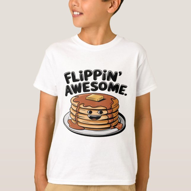Camiseta Incrível Pancake Stack Engraçado Café da Manhã (Frente)