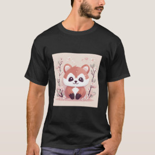 Camiseta Incrível Panda Vermelho E Flor de Cerejeira Ness