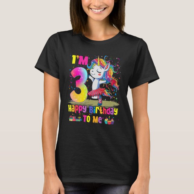 Camiseta Incrível Princesa Unicorn Aniversário de 3 Anos (Frente)