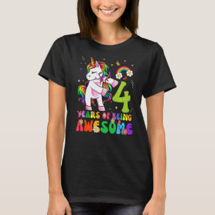 Camiseta Incrível Princesa Unicorn Aniversário de 4 Anos