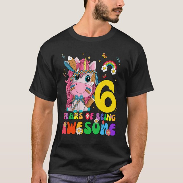 Camiseta Incrível Princesa Unicorn Aniversário de 6 Anos (Frente)